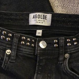 *RARE* Agolde Roxanne Hi Rise Silver Studded jeans